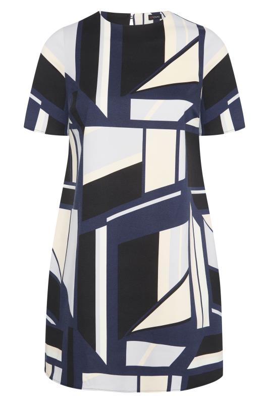 Black & Blue Geometric Print Tunic Dress_F.jpg