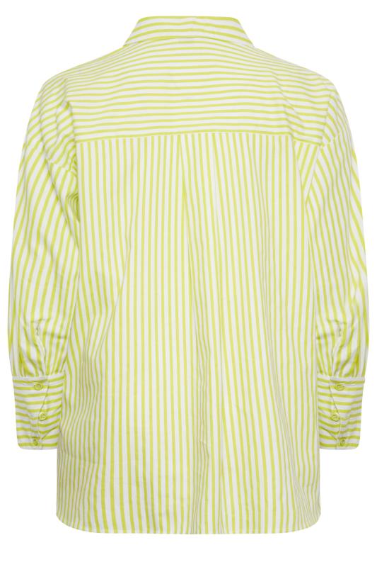 YOURS Plus Size Lime Green Stripe Poplin Oversized Shirt| Yours Clothing 7