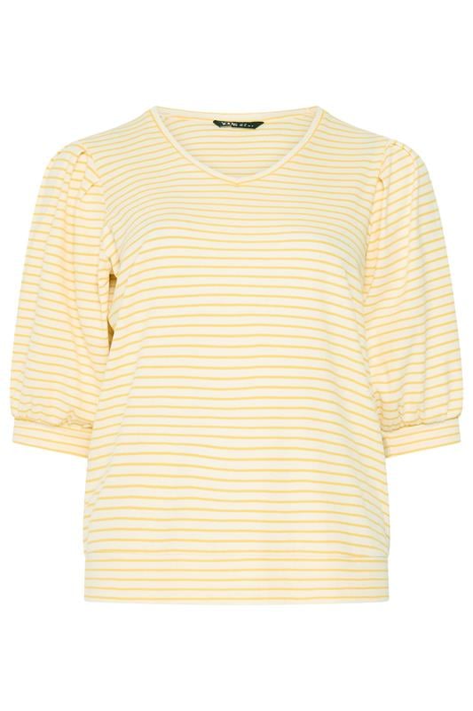 YOURS Plus Size Yellow Stripe Balloon Sleeve Top | Yours Clothing 5