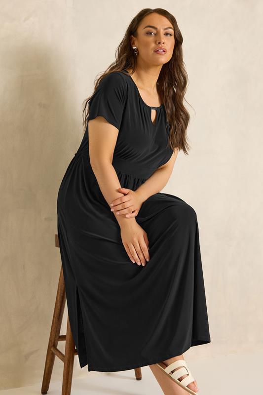  EVANS vestido negro con detalle de barra