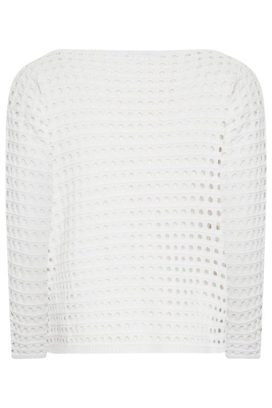 YOURS Plus Size Curve White Cropped Crochet Jumper | Yours Clothing  7