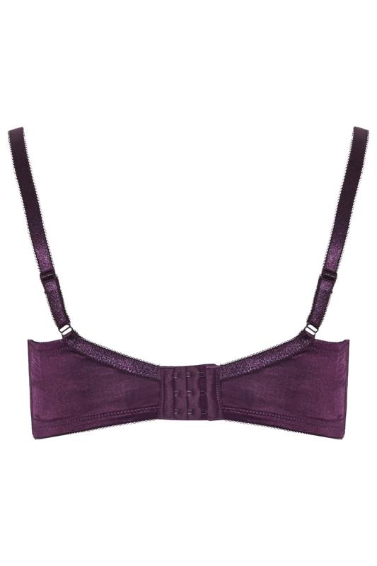 Purple Non-Wired Cotton Bra With Lace Trim | Yours Clothing 4