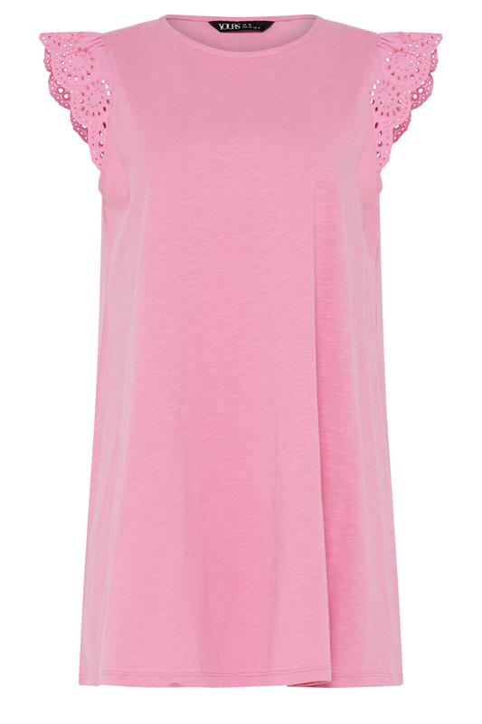 YOURS Plus Size Pink Broderie Frill Vest Top | Yours Clothing 5