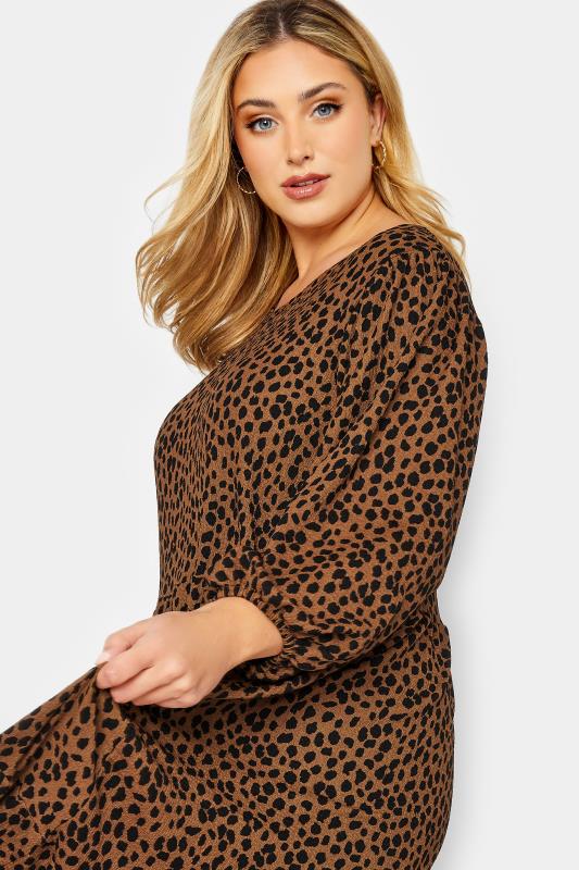 Plus Size Brown & Black Animal Print Frill Maxi Dress | Yours Clothing 4