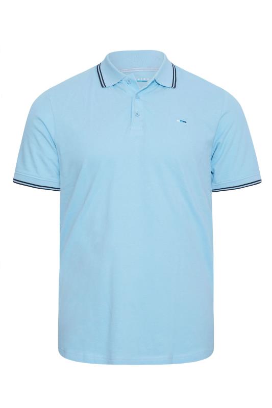 BadRhino Big & Tall Light Blue Contrast Tipped Polo Shirt 2