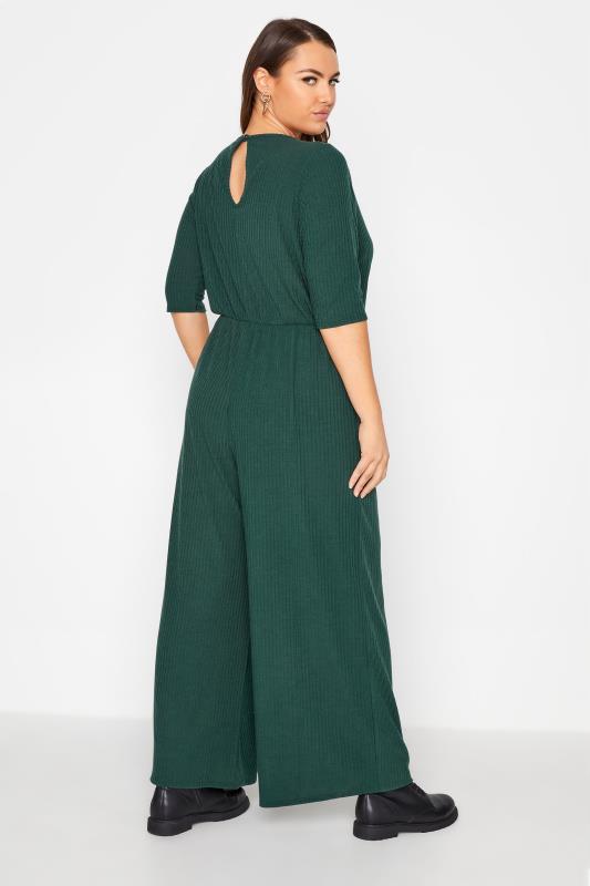 LIMITED COLLECTION Forest Green Ribbed Wrap Jumpsuit_C.jpg