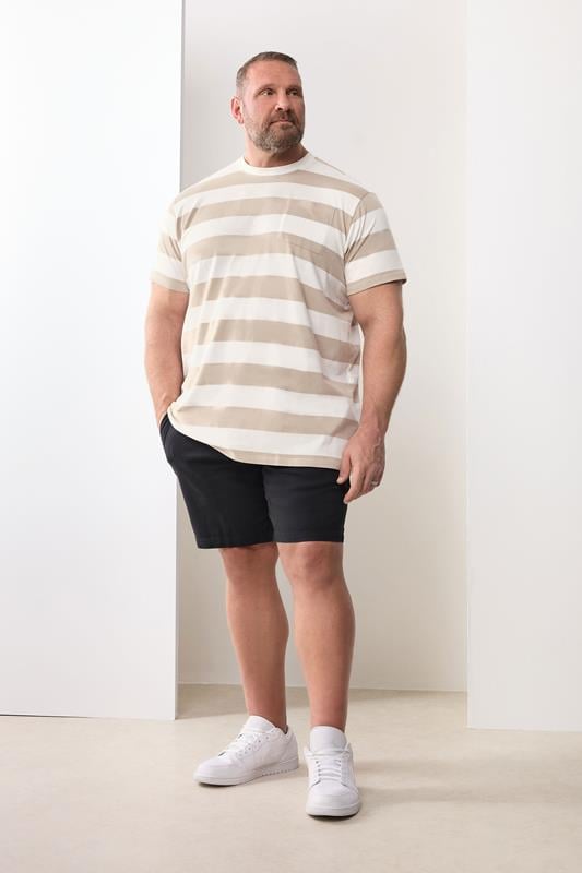  BadRhino Big & Tall extra lang cashewbruin T-shirt met strepen