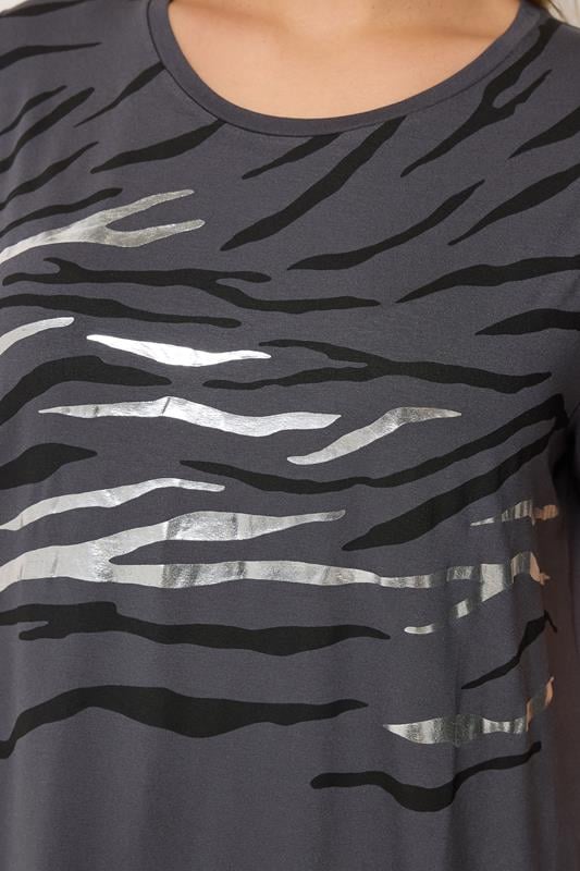 YOURS Plus Size Grey Tiger Print T-shirt | Yours Clothing 4