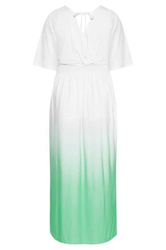 YOURS LONDON Curve White & Green Ombre Shirred Waist Maxi Dress 7