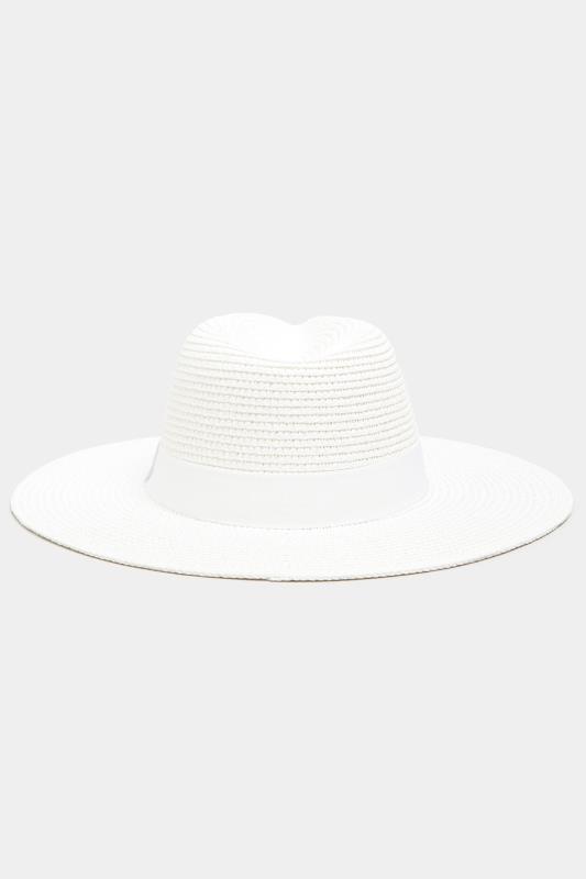 Plus Size  White Straw Fedora Hat