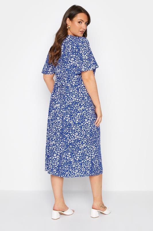 YOURS LONDON Plus Size Blue Floral Button Through Tea Dress | Yours Clothing 3