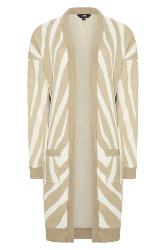 LTS Tall White & Beige Brown Marble Print Cardigan 6