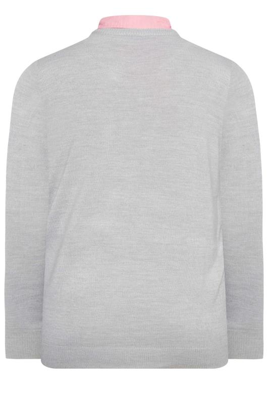 BadRhino Light Grey & Pink Essential Mock Shirt Jumper | BadRhino 4