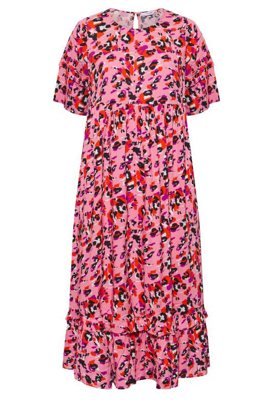 Curve Pink Leopard Print Maxi Dress 6