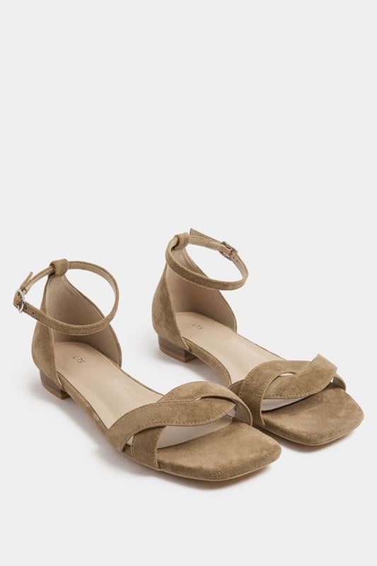  LTS Natural Brown Twisted Low Heel Sandals In Standard Fit