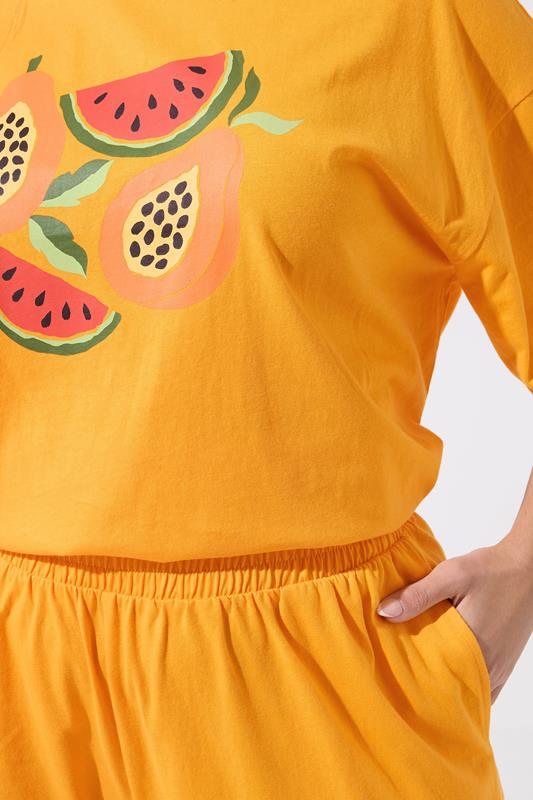 LIMITED COLLECTION Plus Size Orange Fruit Graphic Short Set | Yours Clothing 4