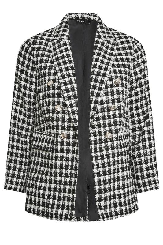 YOURS Curve Black & White Boucle Blazer | Yours Clothing 7