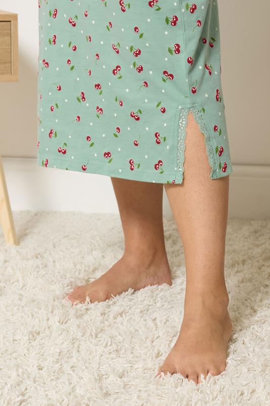 YOURS Plus Size Green Cherry & Polka Dot Chemise Nightdress | Yours Clothing 4