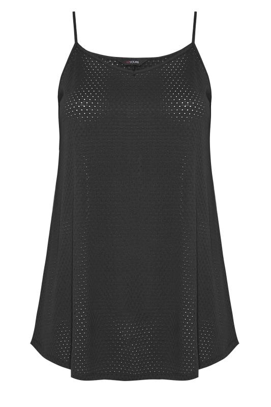 Plus Size Black Pointelle Strappy Vest | Yours Clothing 6