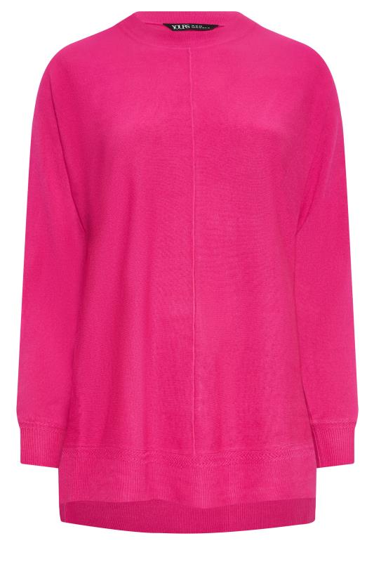 YOURS Plus Size Bright Pink Front Seam Detail Jumper | Yours Clothing 5