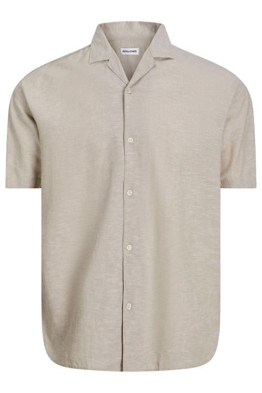 Men's  JACK & JONES Big & Tall Natural Brown Linen Resort Shirt
