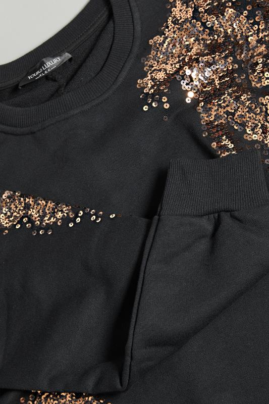 YOURS LUXURY Plus Size Black Sequin Embellished Sweatshirt | Yours Clothing 9