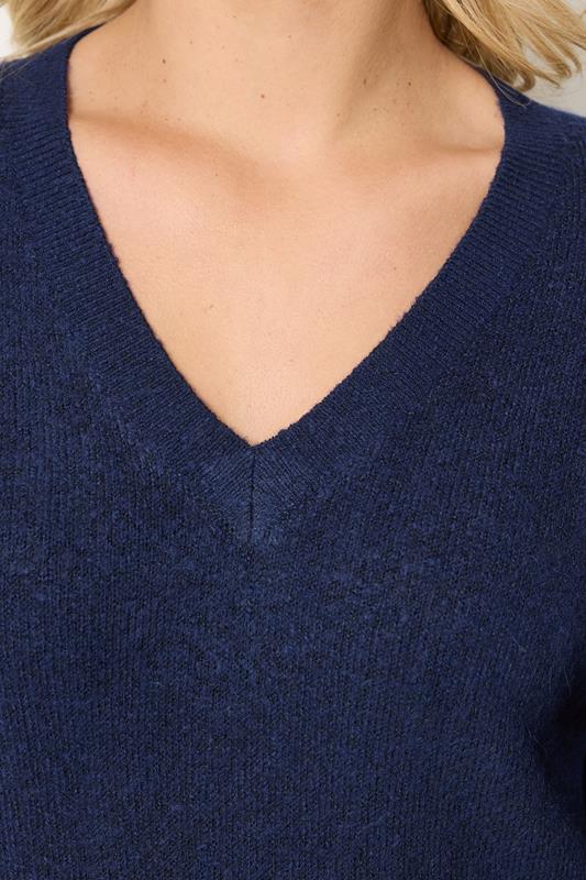 YOURS Plus Size Navy Blue V-Neck Soft Touch Jumper | Yours Clothing 4