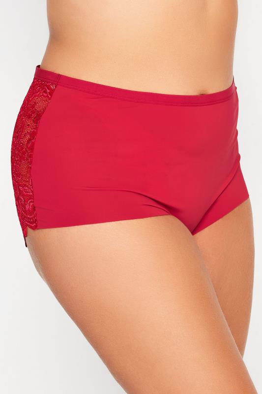 Link Up Lace High-Leg Thong Panty in Red