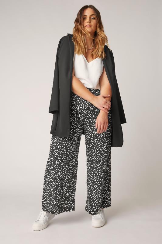 THE LIMITED EDIT Black Speckled Print Wide Leg Trousers_A.jpg