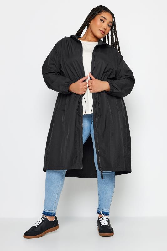 YOURS Plus Size Black Lightweight Longline Parka Jacket | Yours Clothing 2