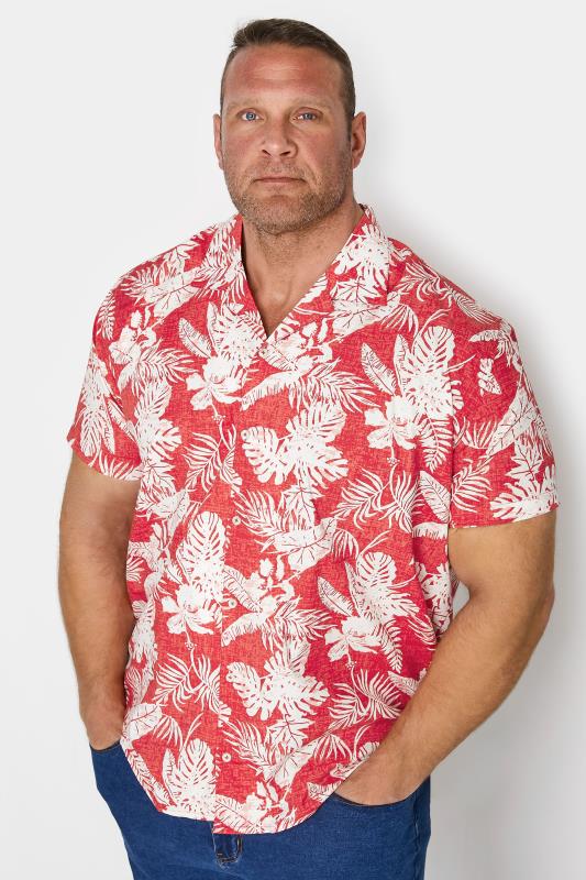 Plus Size  BadRhino Big & Tall Red Floral Print Shirt