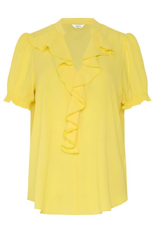 M&Co Yellow Frill Front Short Sleeve Blouse | M&Co 6