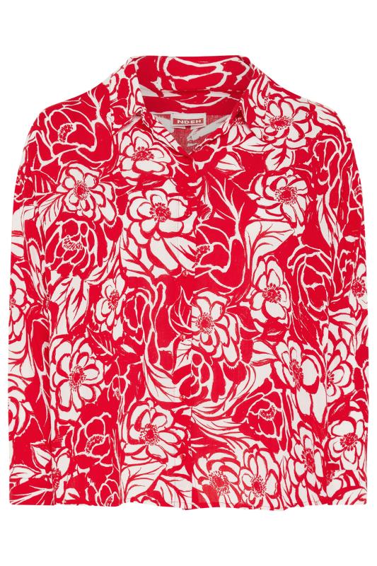 YOURS Plus Size Red Floral Print Crinkle Beach Shirt | Yours Clothing 7