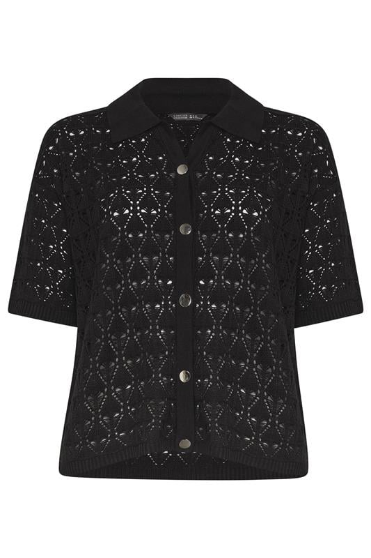 LIMITED COLLECTION Plus Size Black Crochet Shirt | Yours Clothing 5