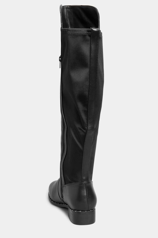 Black Studded Knee High Boots In Extra Wide EEE Fit 4