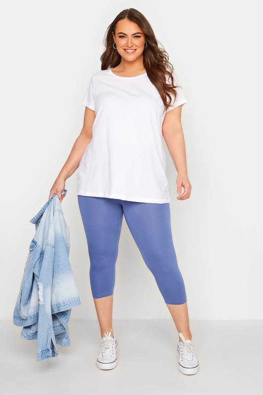 YOURS FOR GOOD 2 PACK Plus Size Blue Tie Dye Cropped Leggings | Yours Clothing 3