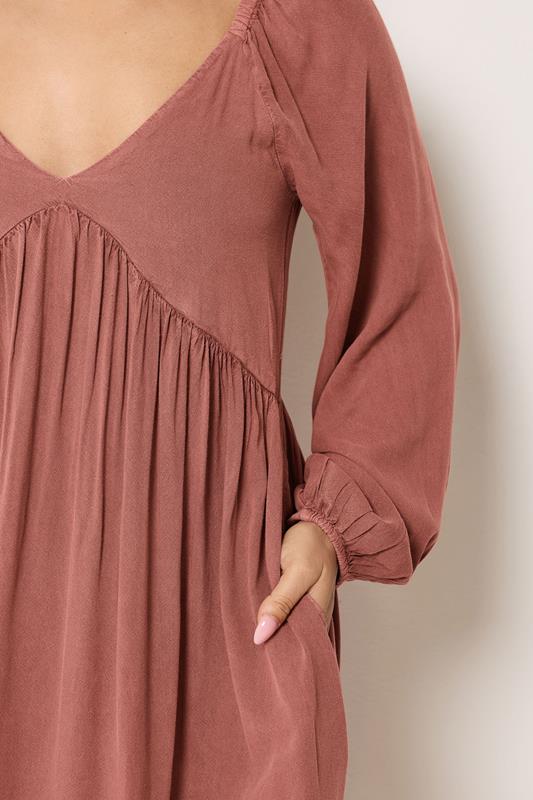 PixieGirl Petite Women's Pink Woven Tie Back Smock Dress | PixieGirl 5