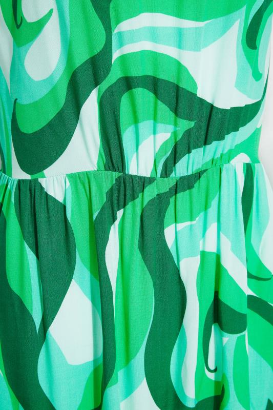 LTS Tall Bright Green Swirl Print Halter Neck Maxi Dress 6