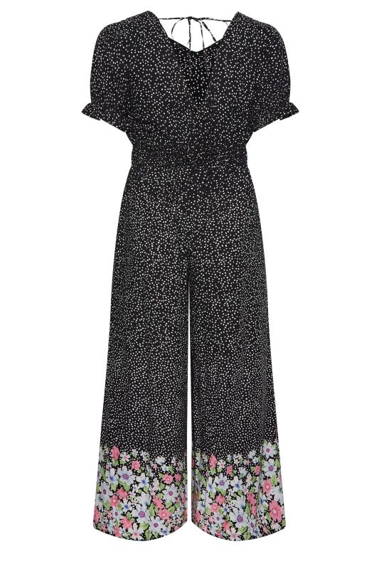 YOURS Plus Size Black Floral Border Print Jumpsuit | Yours Clothing 7