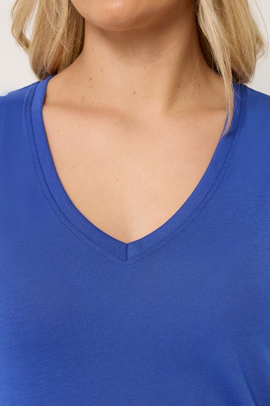 YOURS Plus Size Cobalt Blue V-Neck Basic Vest Top | Vest Top 4