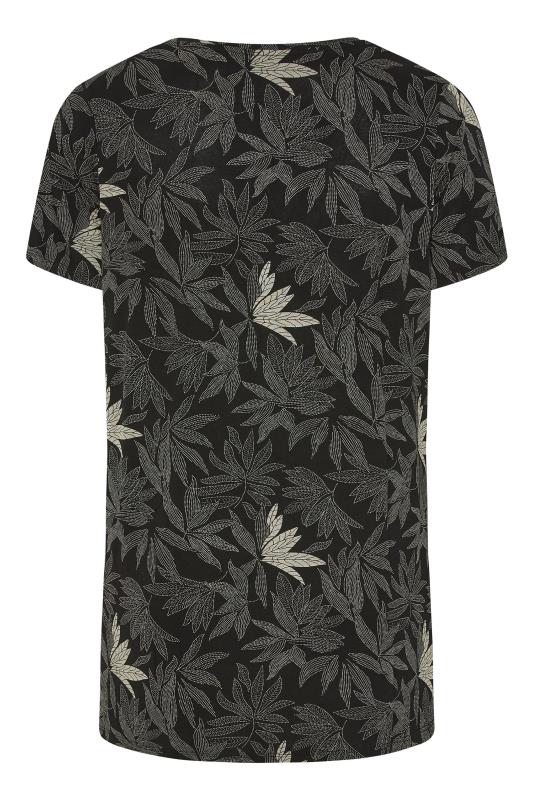 Plus Size Black Leaf Print Cold Shoulder Top | Yours Clothing  6