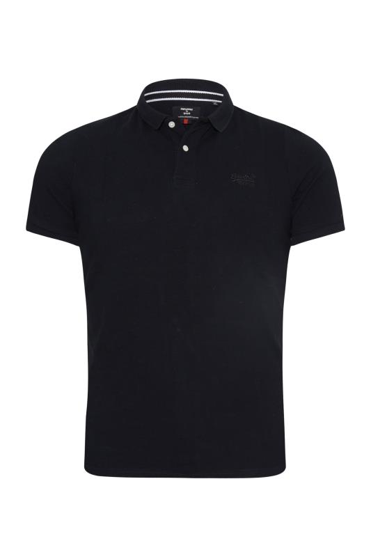  Grande Taille SUPERDRY Big & Tall Black Pique Polo Shirt