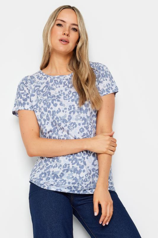 LTS Tall Womens Blue Animal Print Cotton T-Shirt | Long Tall Sally 1
