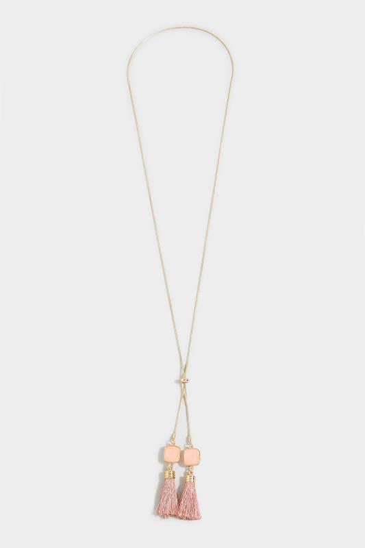Gold Tone Gemstone & Tassel Long Necklace | Yours Clothing 2