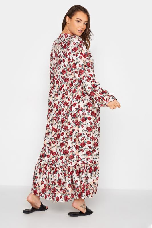 LIMITED COLLECTION Curve Cream Floral Frill Smock Maxi Dress 3