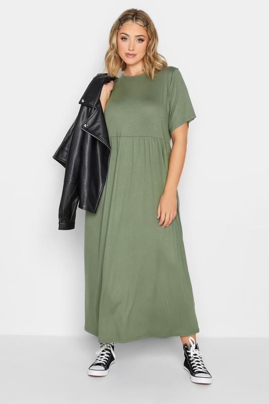 LIMITED COLLECTION Plus Size Khaki Green Pocket Maxi Dress | Yours Clothing 2