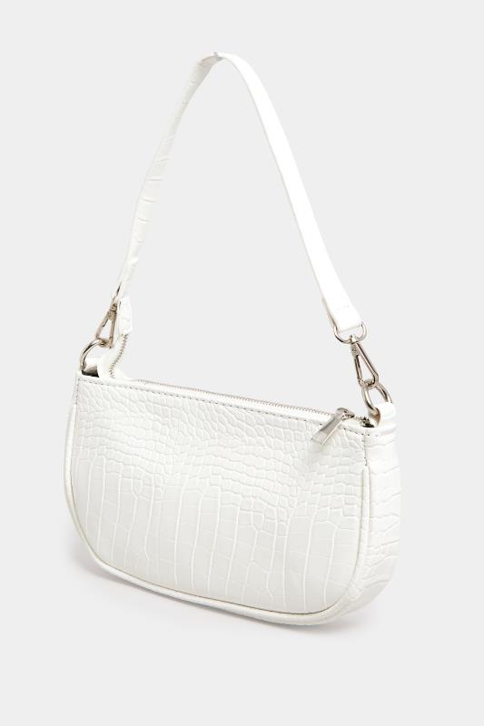 White Faux Croc Shoulder Bag | Yours Clothing 2