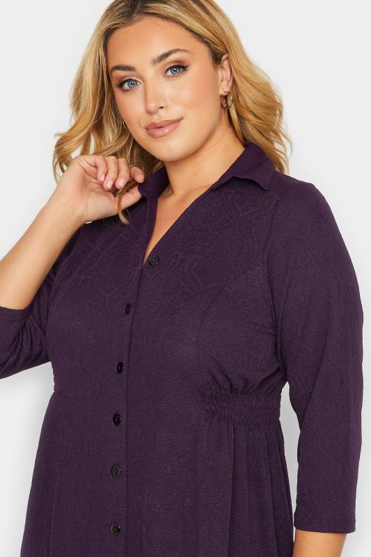 Plus Size Purple Textured Collared Dress | Yours Clothing 4