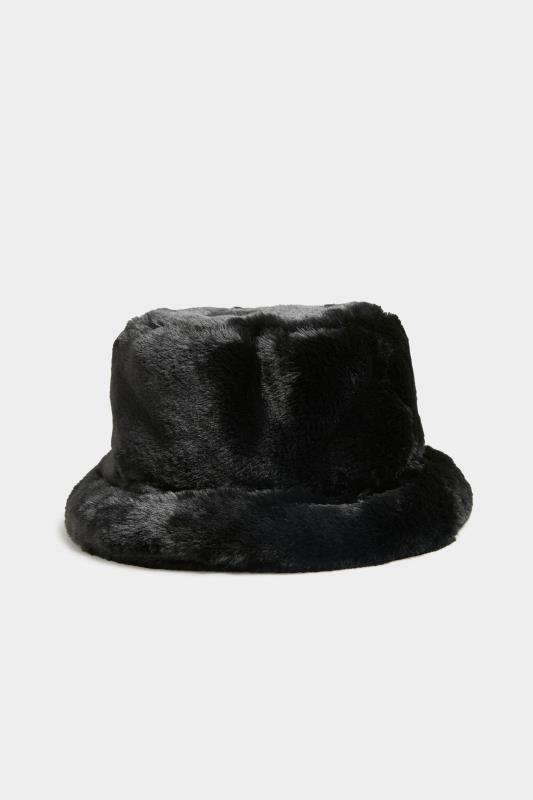 Großen Größen  Black Faux Fur Bucket Hat