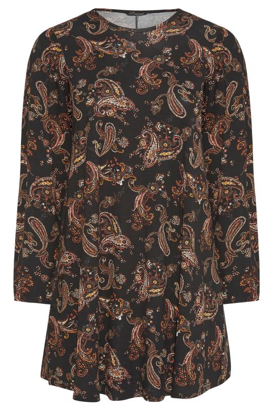 LIMITED COLLECTON Curve Black Paisley Print Swing Tunic Top_F.jpg